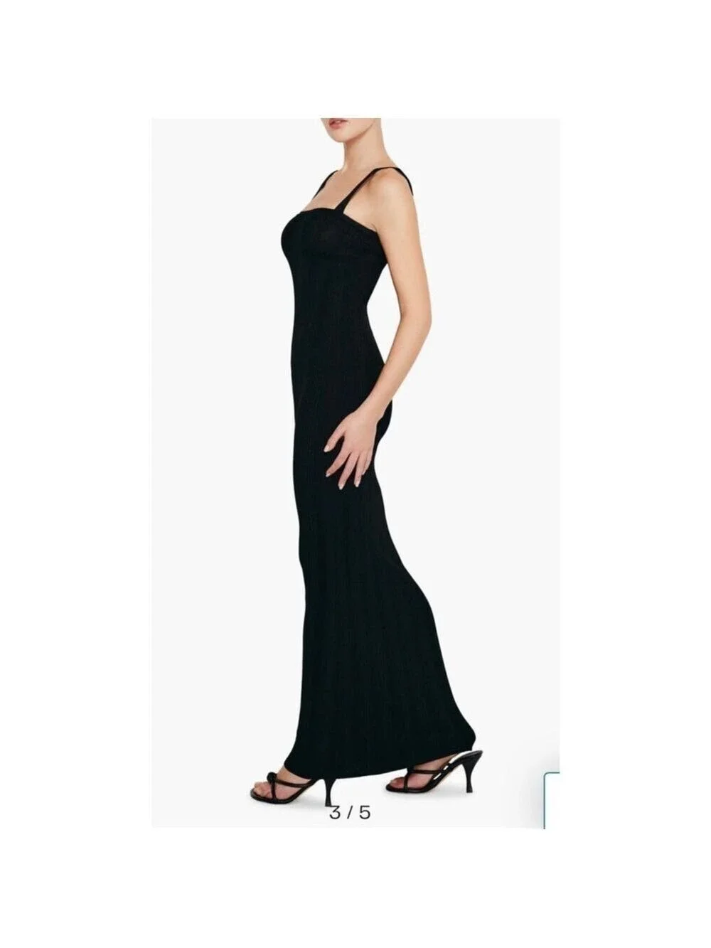 Women's GOOD AMERICAN Black Ribbed Square Neck Maxi Dress L